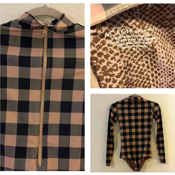 Full zip swimsuit long sleeve swimwear size Petite bathing suit ONE PIECE